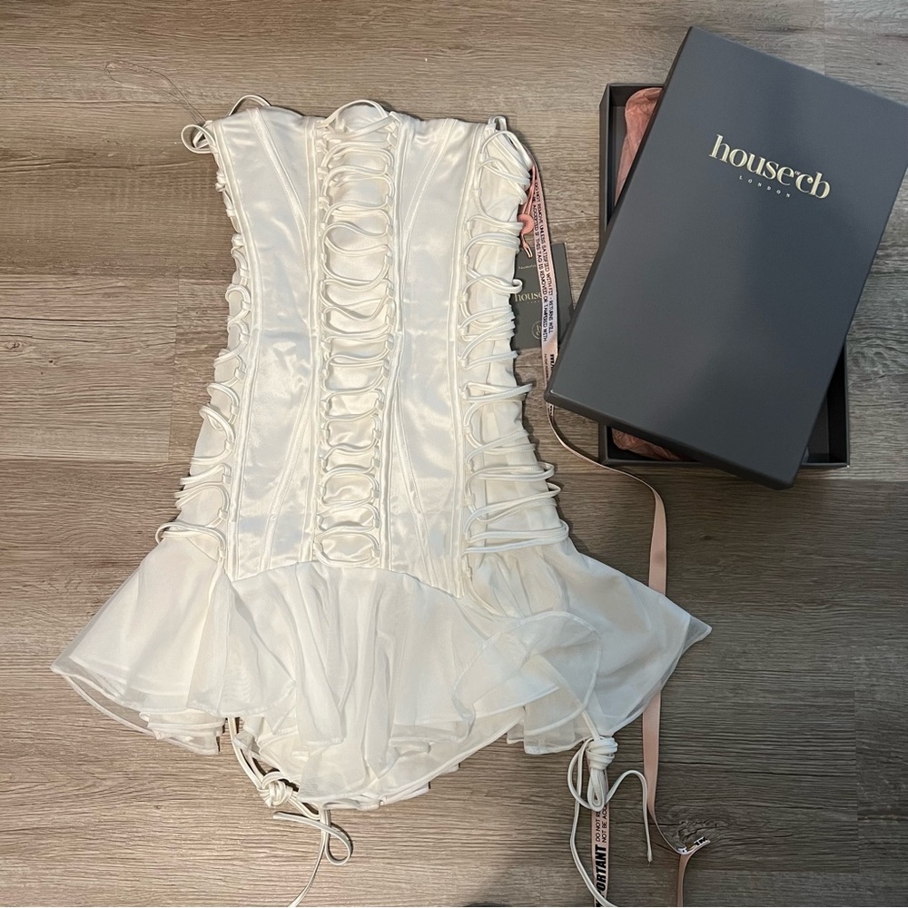 house of cb white sirena dress in white